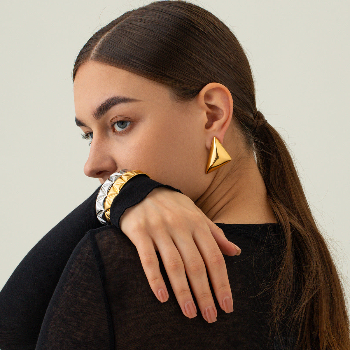 CHUNKY TRIANGLE DROP EARRINGS
