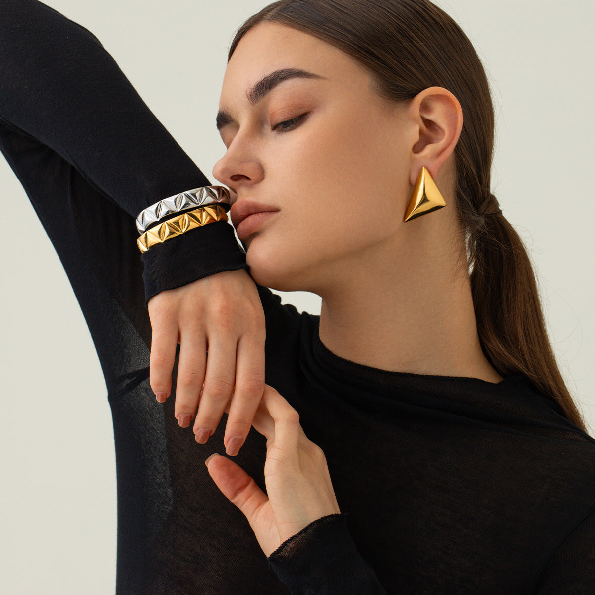CHUNKY TRIANGLE DROP EARRINGS