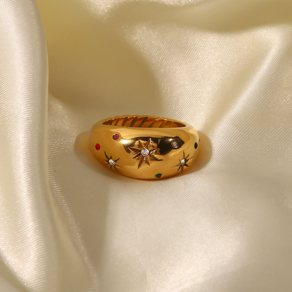 STARS DOME CHUNKY GOLD RING