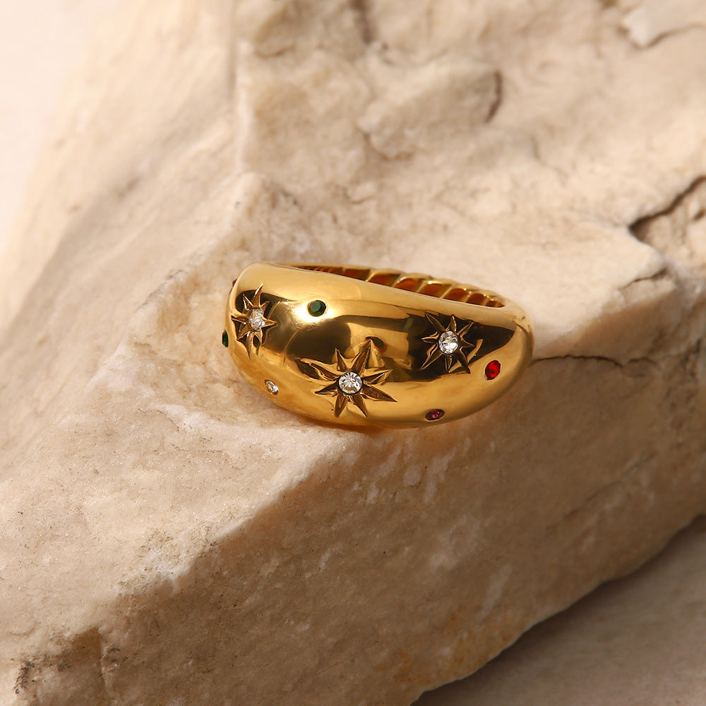 STARS DOME CHUNKY GOLD RING