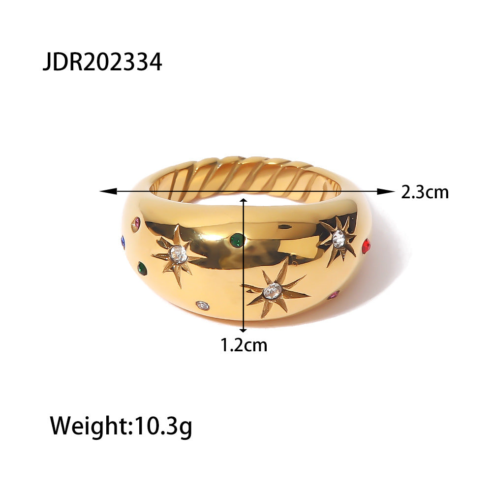 STARS DOME CHUNKY GOLD RING