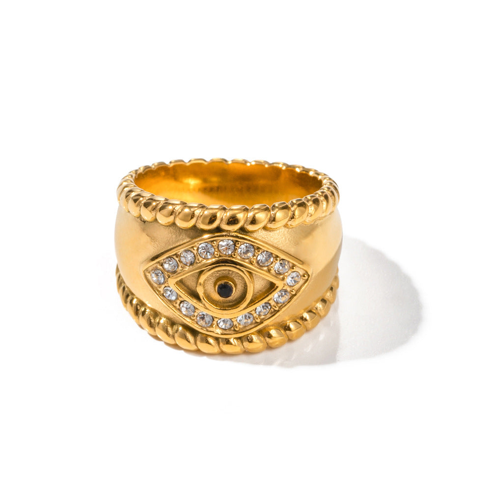 GOLD EVIL EYE CHUNKY RING