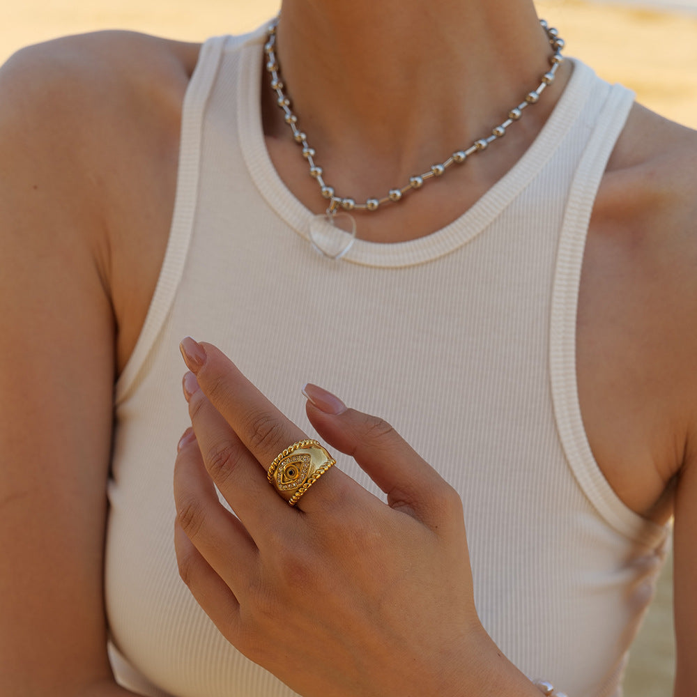 GOLD EVIL EYE CHUNKY RING