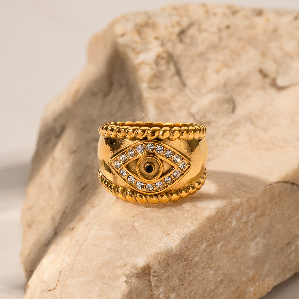 GOLD EVIL EYE CHUNKY RING