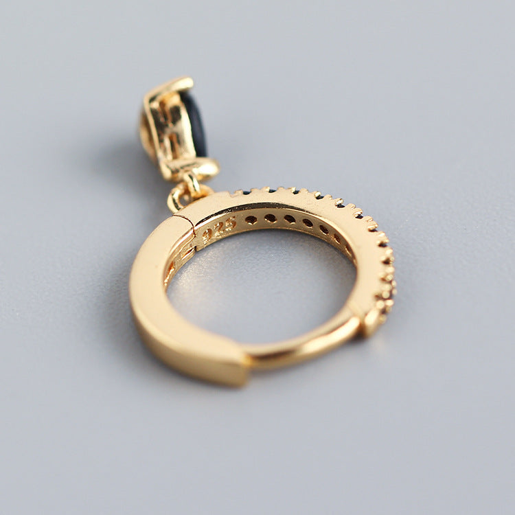 MINIMALIST SILVER HOOP EARRINGS WITH CRYSTAL PENDANT