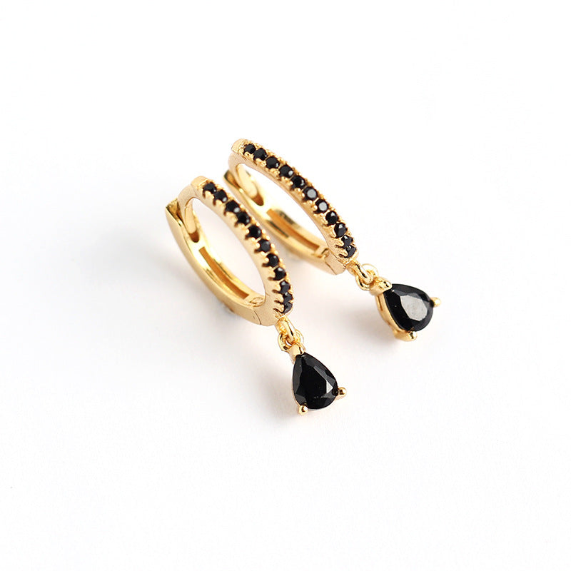 MINIMALIST SILVER HOOP EARRINGS WITH CRYSTAL PENDANT