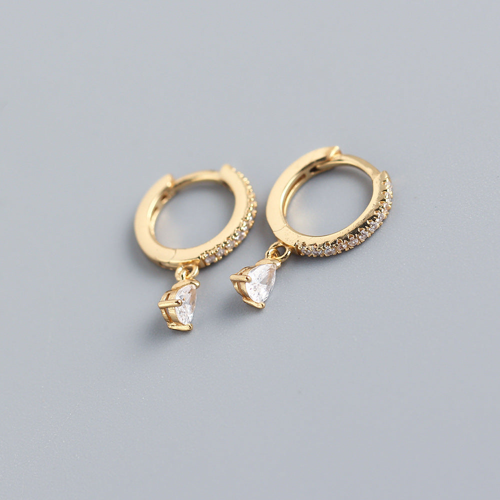 MINIMALIST SILVER HOOP EARRINGS WITH CRYSTAL PENDANT