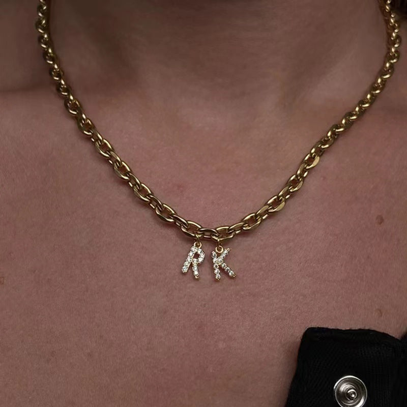 GOLD CABLE CHAIN INITIAL NECKLACE