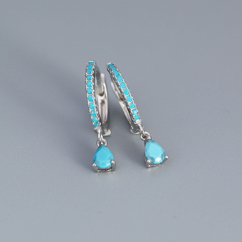 MINIMALIST SILVER HOOP EARRINGS WITH CRYSTAL PENDANT