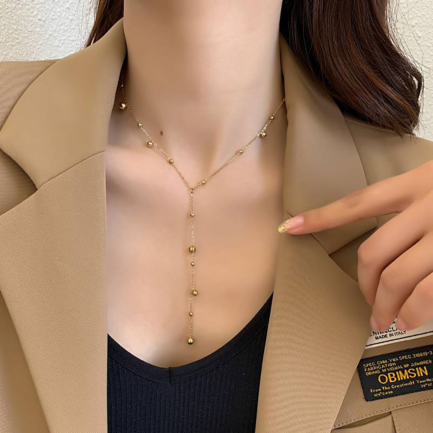 ELEGANT DAINTY BEADS LARIAT NECKLACE