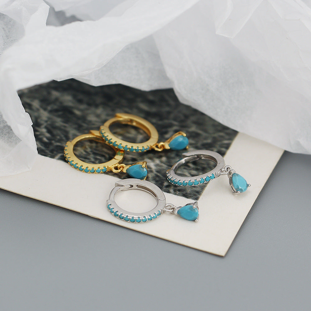 MINIMALIST SILVER HOOP EARRINGS WITH CRYSTAL PENDANT