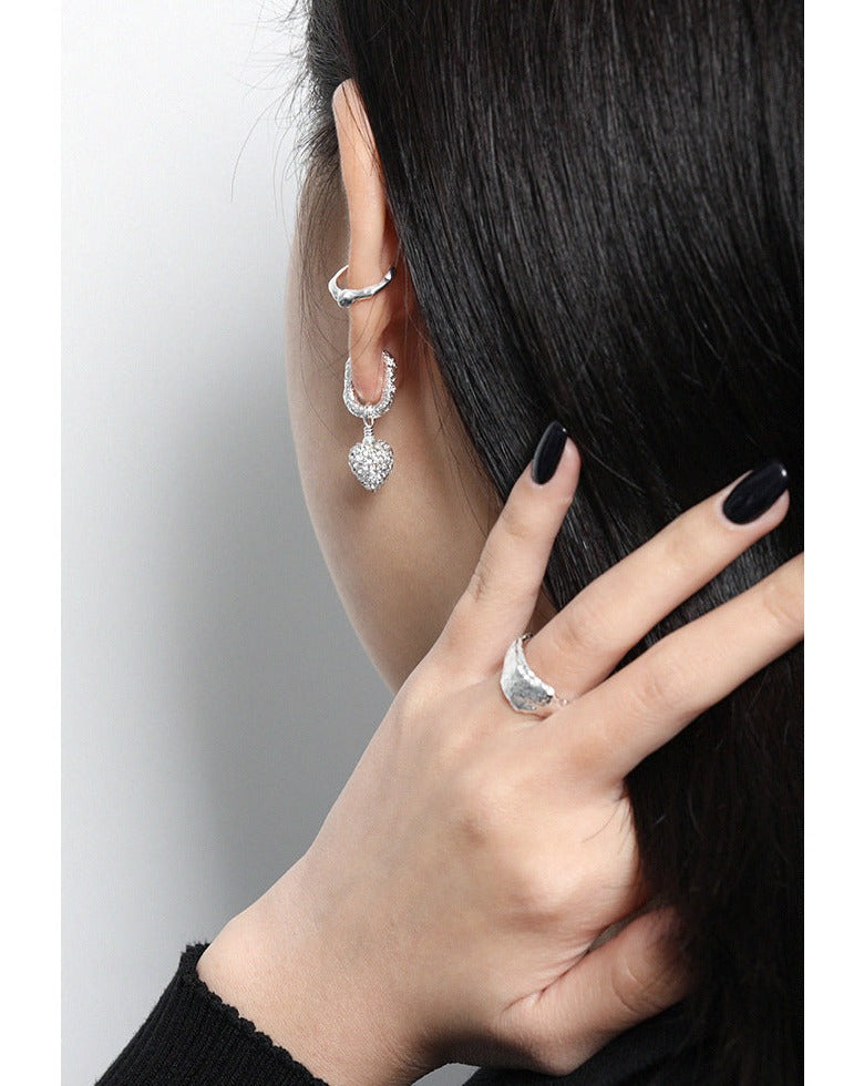 REMOVABLE HEART DROP HOOP EARRINGS