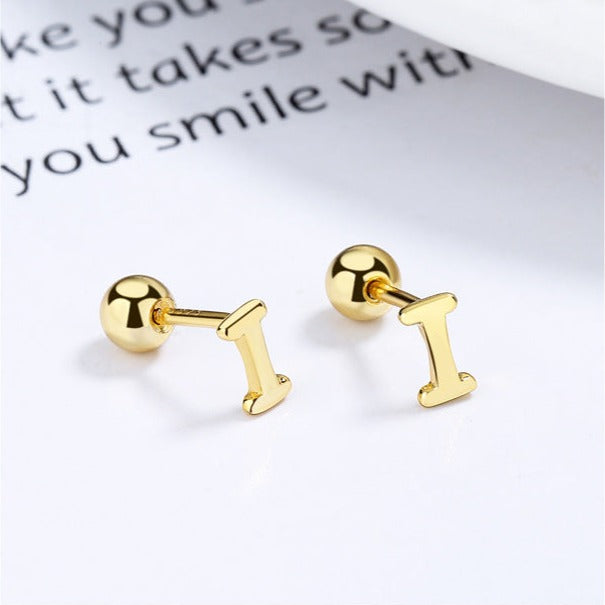 Initial Letter Stud Earrings