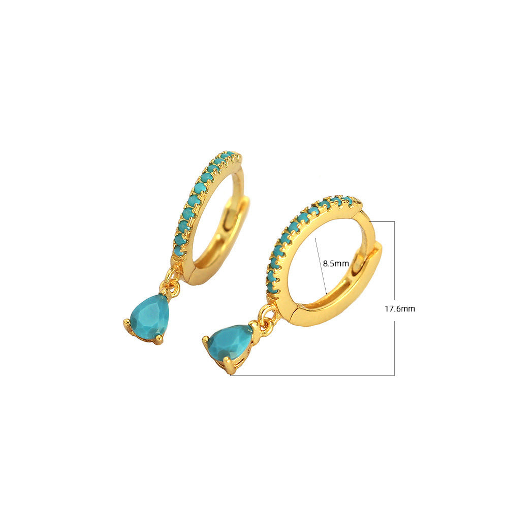 MINIMALIST SILVER HOOP EARRINGS WITH CRYSTAL PENDANT