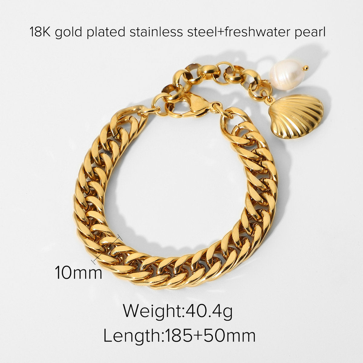 GOLD CUBAN CHAIN BRACELET WITH PENDANTS