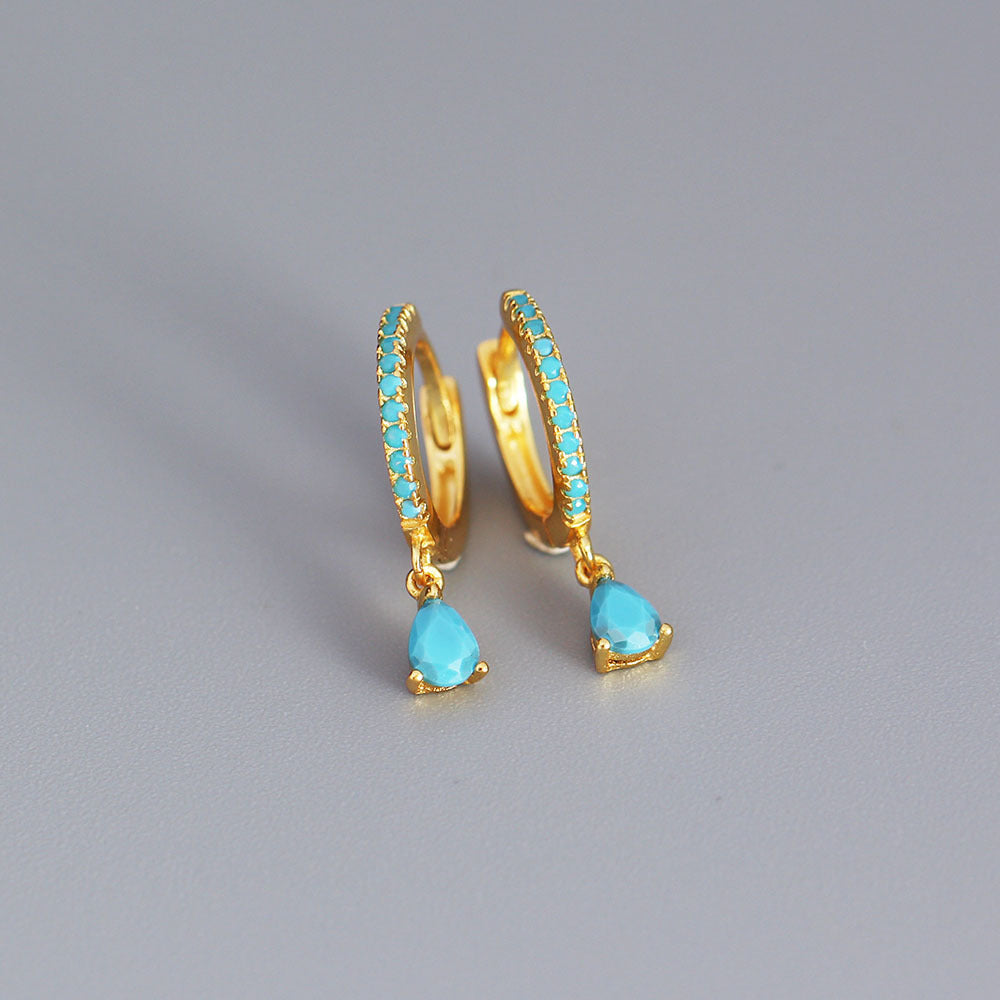 MINIMALIST SILVER HOOP EARRINGS WITH CRYSTAL PENDANT