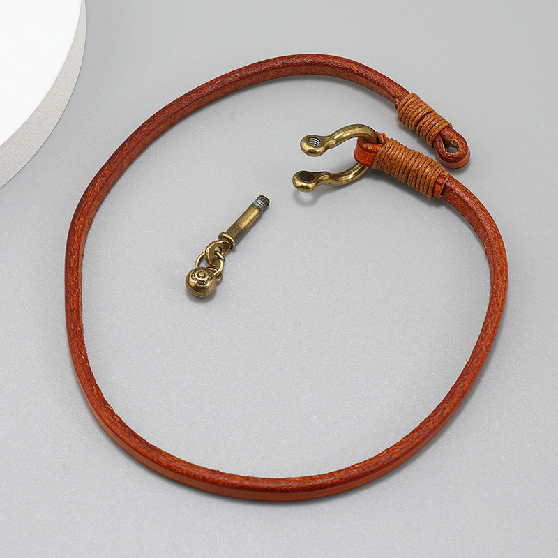 LEATHER DOUBLE WRAP CORD UNISEX SHACKLE BRACELET