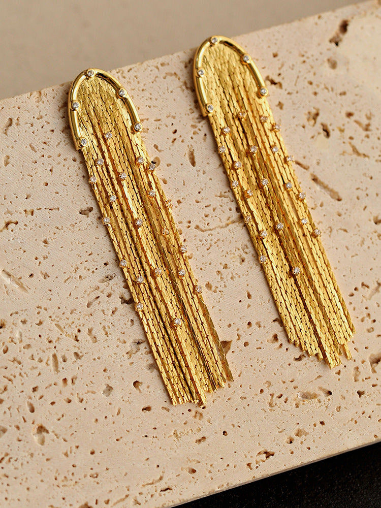 GOLD FRINGE DANGLE EARRINGS