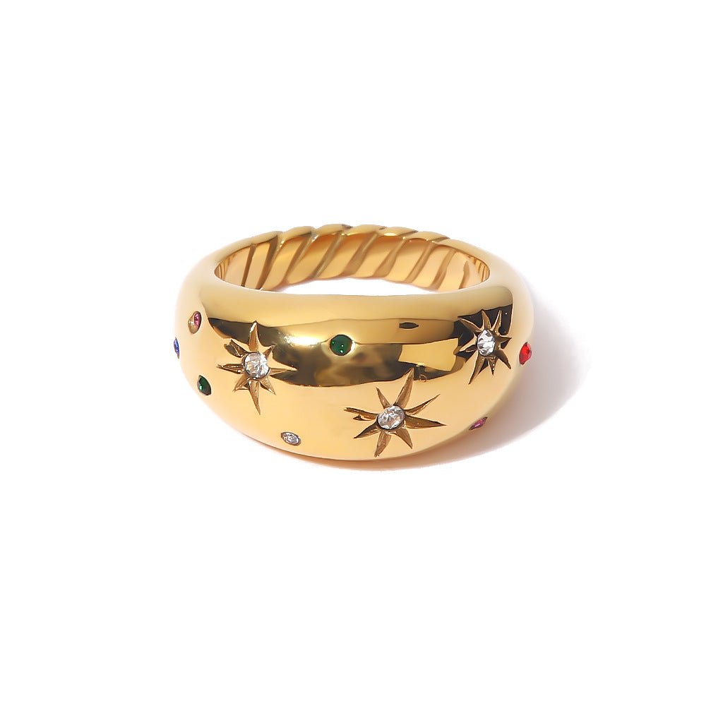 STARS DOME CHUNKY GOLD RING