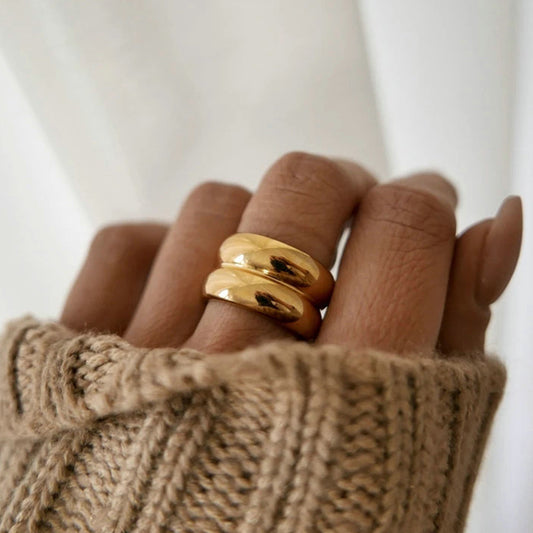 WIDE CHUNKY GOLD RING BAND