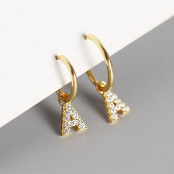 INITIAL HOOPS EARRINGS