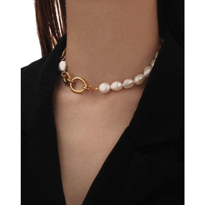 CHAIN PEARL CHOKER NECKLACE