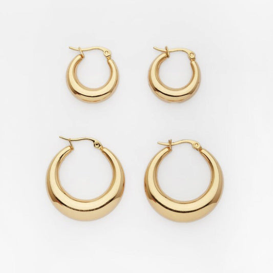 CLASSIC MOON HOOPS EARRINGS