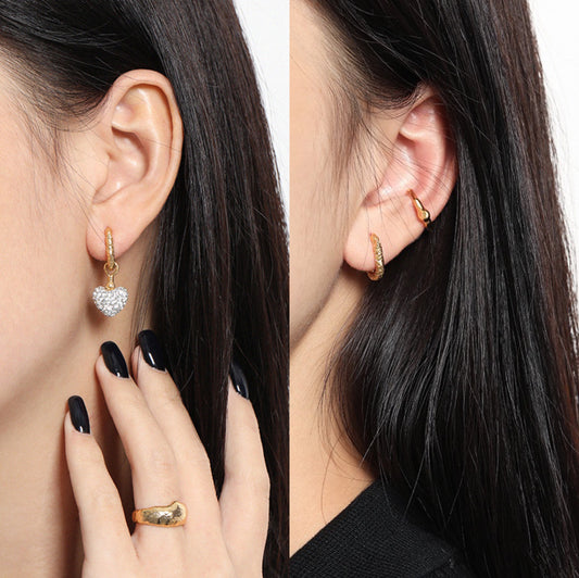 REMOVABLE HEART DROP HOOP EARRINGS