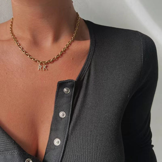 CABLE CHAIN WITH INITIAL PENDANTS