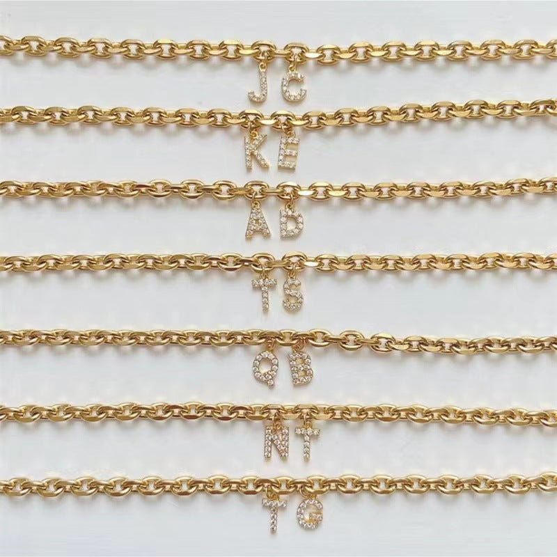 GOLD CABLE CHAIN INITIAL NECKLACE